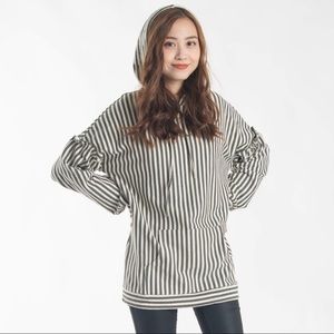 Olive Stripe Long Sleeve Hoodie